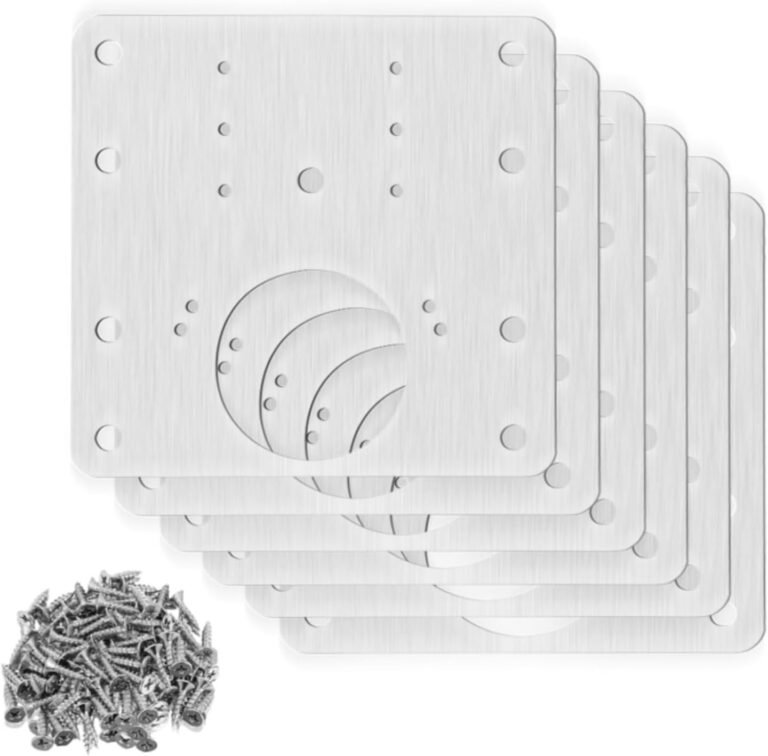 Cupboard Hinge Restore Plate Package, Premium Stainless Metal Hinge Fixing Plates, Restore Brackets with Screws for Kitchen Cabinet Doorways, Reinforces and Protects Wood Cupboard Doorways (6)