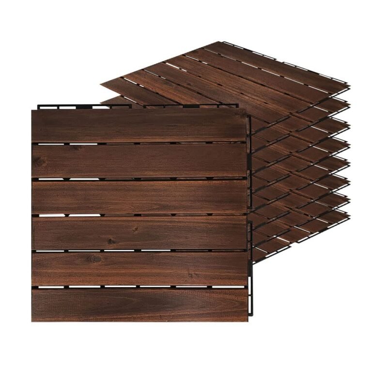 Acacia Hardwood Interlocking Deck Tiles – Walnut Straight – 12″×12″ 9pcs – Flooring Tiles for Patio and Deck Use Pure Wooden Out of doors Decking and Flooring, Rain and Climate Resistant, Heavy Responsibility
