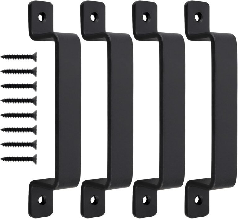 4 Pcs Sliding Barn Door Handles, Black 7.3 inch Gate Handles, Pull Handles for Inside Out of doors Picket Fences Storage Door Shed Closet Sheds Drawer Sliding Doorways