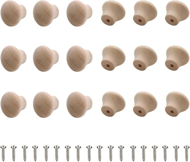Oedema Wooden Unfinished Cupboard Knobs Mini Wood Drawer Deal with Knobs Furnishings Door Pull Knobs 0.69″×0.55″, 20PCS with Screws