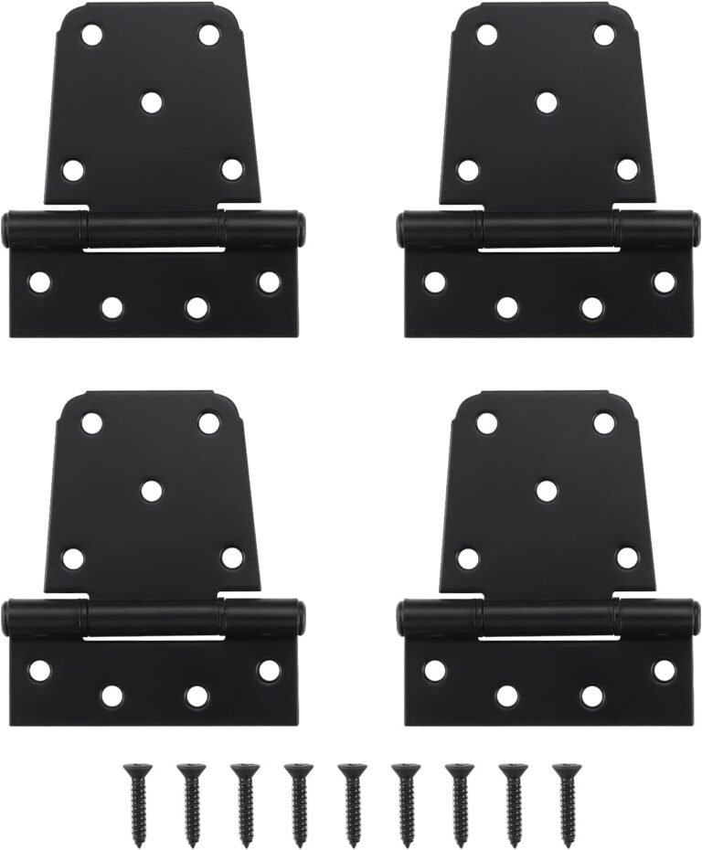 HOME MASTER HARDWARE Heavy Obligation T Gate Hinges 3.5 inch, Black Iron Shed Door Hinge for Picket Fences Barn Swing Door with Screws (4 Pack)