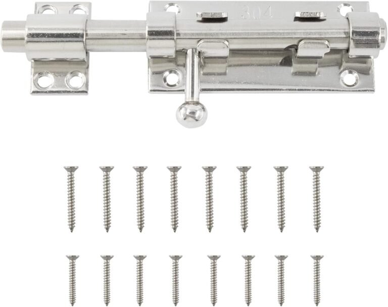 6 Inch 304 Stainless Metal Sliding Bolt Gate Latch – Heavy Responsibility Security Barrel Bolt Door Latches – contains Screws, for picket doorways, home windows, courtyard fences, metallic doorways