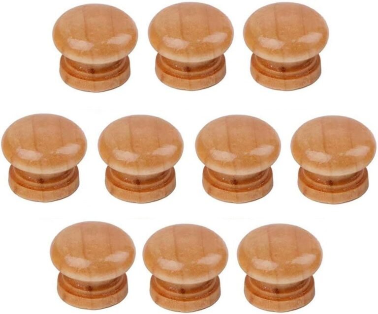 10 Pcs Spherical Wood Cupboard Knobs, Mushroom Form Drawer Pulls for Rest room Bed room, Pure Wood Cabinet Cupboard Door Knobs Drawer Pulls (Diameter:2.5cm)