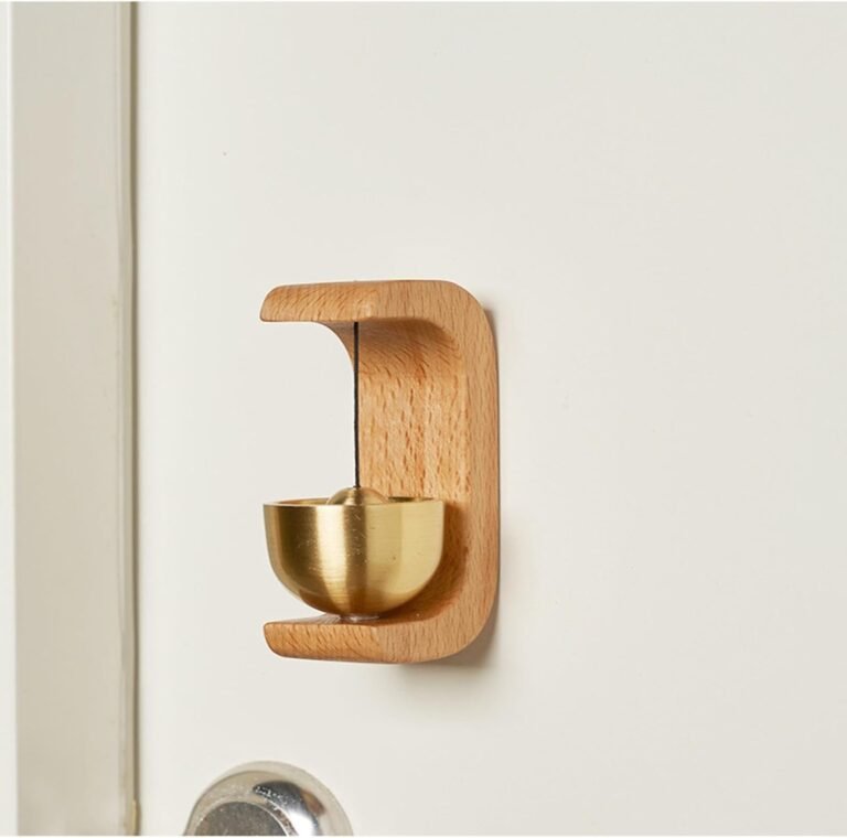 Hanging Wood Doorbell, Magnetic Entrance Hanging Wind Chime for Wall Retailer Fairly Cute Ornamental Shopkeepers Bell for Door Opening Magnetic Beech Wooden Doorbell with Brass Bell (gentle)