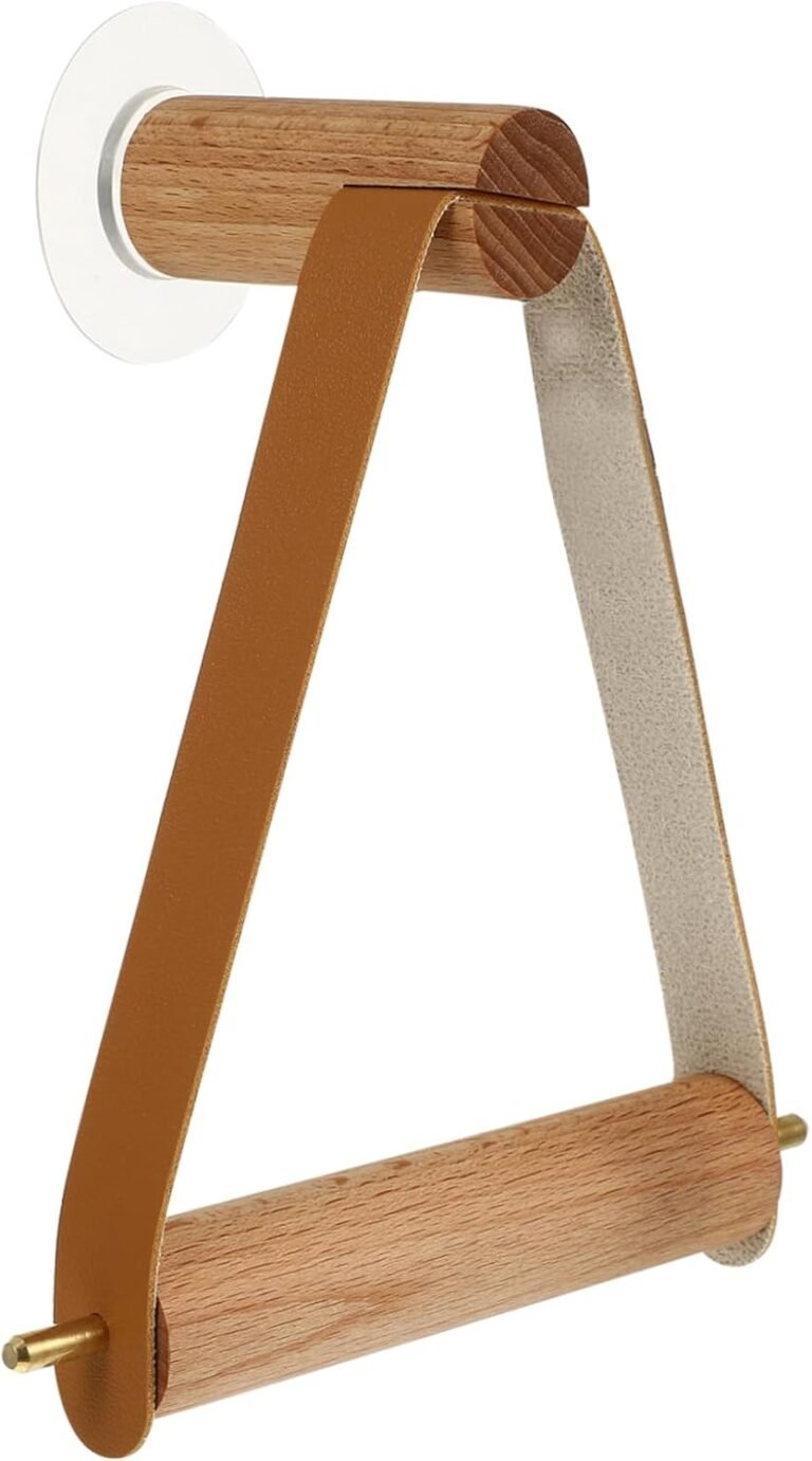 Wall Mounted Tissue Holder Holders Standing Rest room Rack Cleaning soap Towel Hooks Hanging Hanger Over Door White Dispenser Paper Tear Visitor Brown Wood