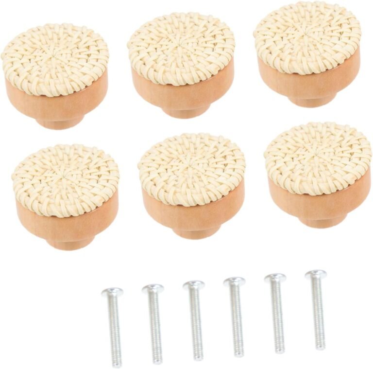 6 Units Rattan Picket Deal with Dresser Handles Charms Door Knobs for Cabinets Shift Knob Screws Kitchen Handles for Cupboards Kitchen Handles for Cabinets Rattan Knobs Lid Pot White