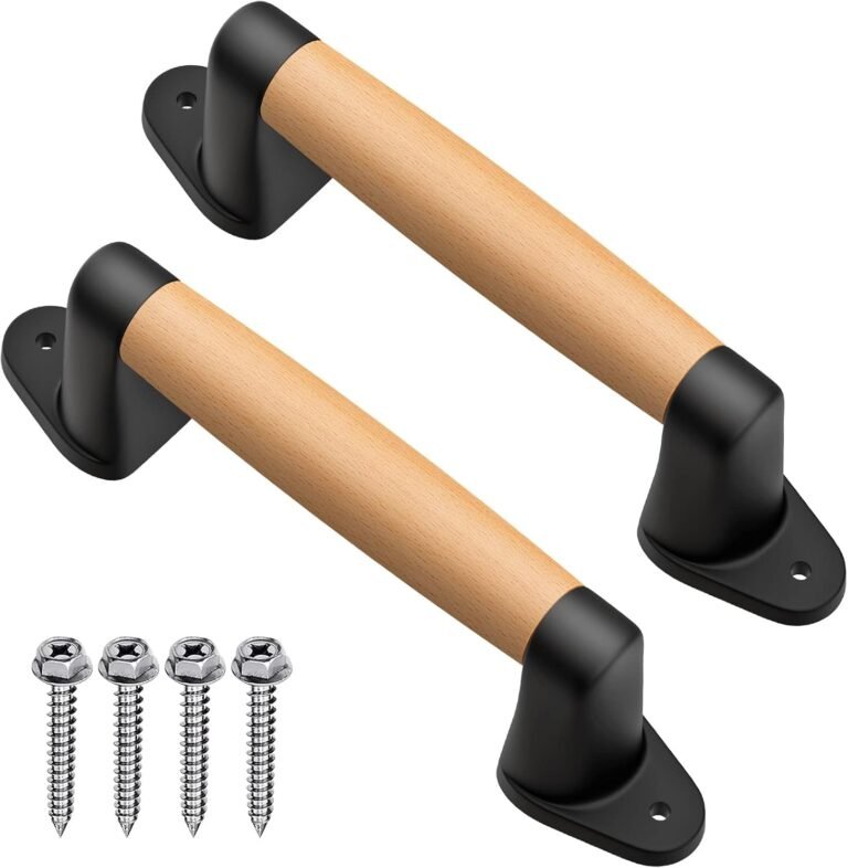 SELEWARE 9” Barn Door Pull Deal with Wooden Deal with for Fence Gate Barn Door Closet Sliding Door Sheds Indoor Handrail Playground Security Handles, Cozy & Lengthy Final Utilizing