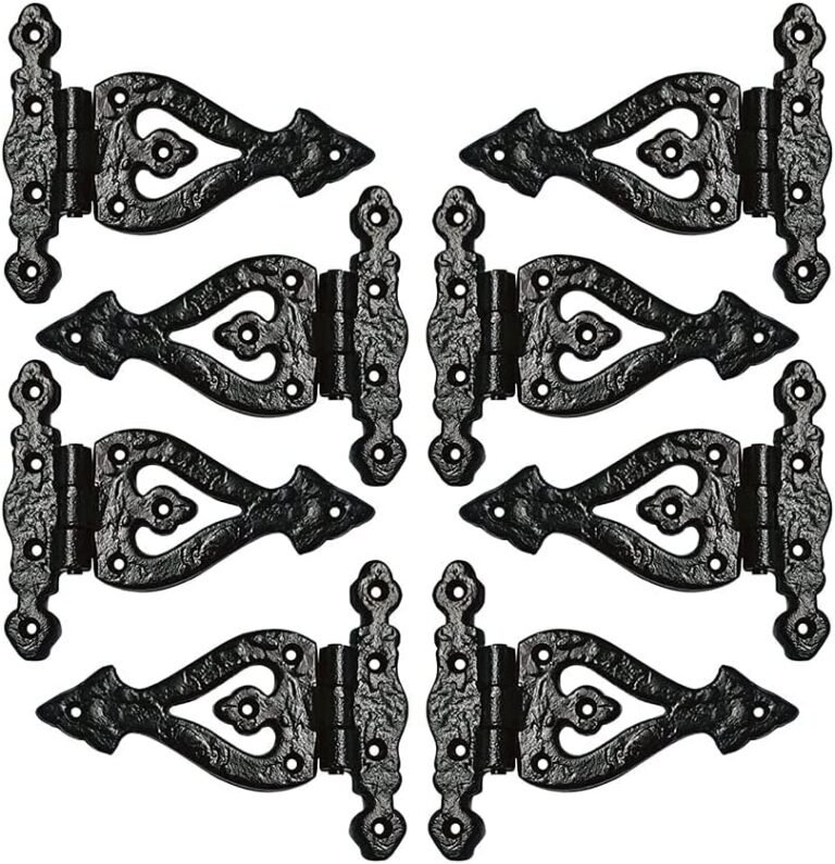 T Hinge Set – 8 Piece Gate Hinges for Picket Fences Heavy Obligation – Barn Hinges for Doorways – Black Hinges – Hinges for Shed Door – Door Hinges Black Matte – Hinges Out of doors – Fence Strap Hinge Set