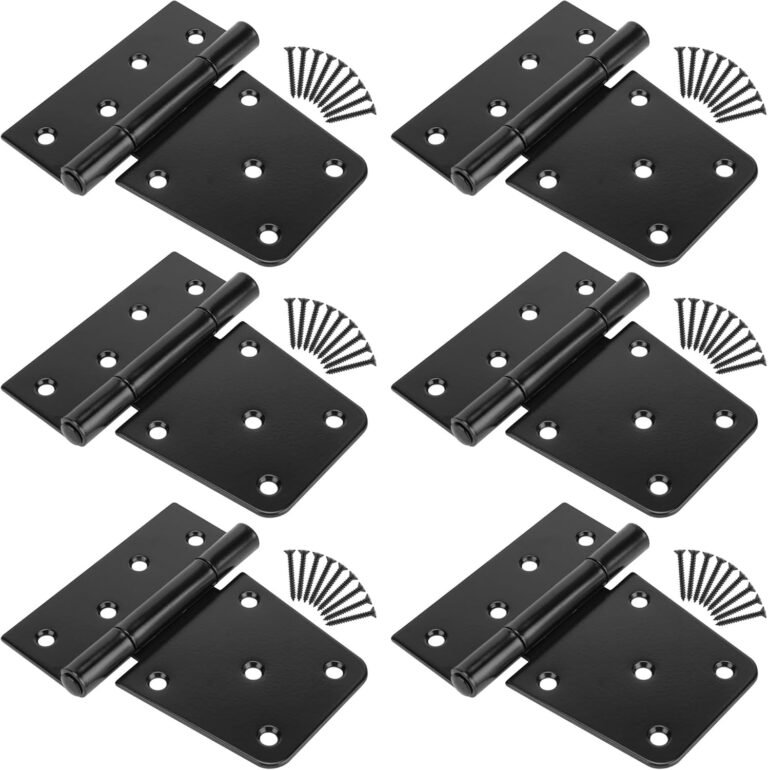 3-1/2″ Heavy Responsibility Gate Hinges, Black Iron Door Hinges with Screws, Sturdy Gate Strap Hinges for Picket Fences Gate Shed Barn Door, 6pcs