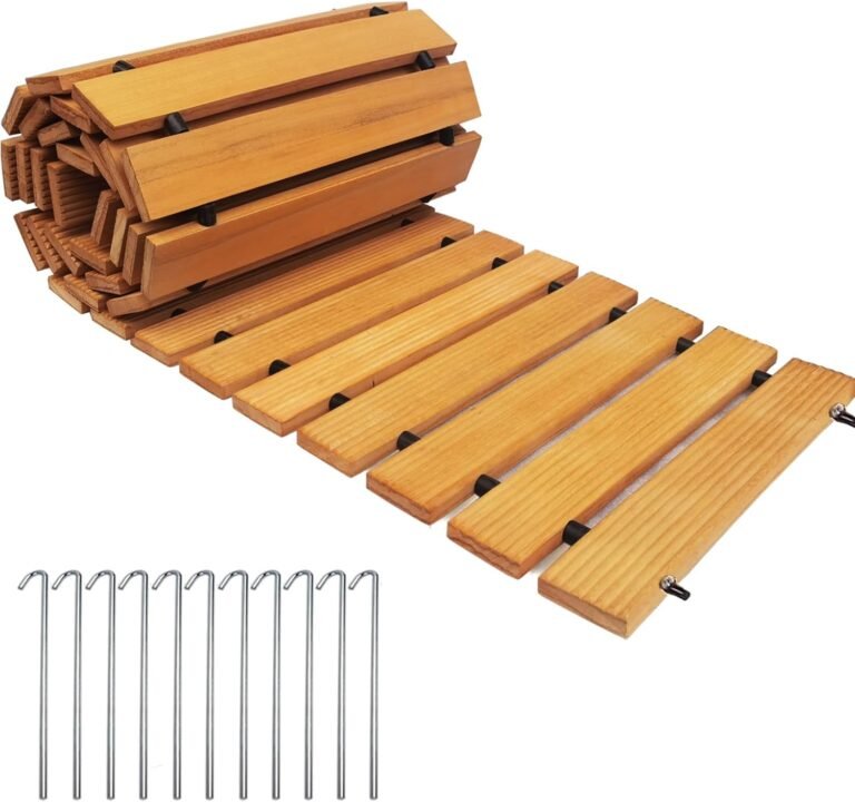8′ Wood Backyard Pathway, Straight Hardwood Out of doors Roll Out Walkway Garden Boardwalk Wooden Patio Path Decor for Seaside Wooden Flooring and Get together Paths