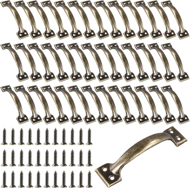 40 Pack Bronze Metallic Gate Handles,4 Inch Door Pull Deal with Shed Door Deal with with Screws, Display screen Door Deal with Fence Gate Handles for Outside Fences Picket Doorways