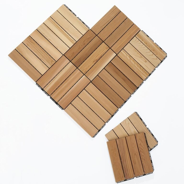 bingaai 10 Pcs Cedar Wooden Interlocking Deck Tiles 12″ x 12″, Cedar Sauna Flooring Mat Pure End, Picket Flooring Tiles for Balcony, Yard, Sauna, Patio, Spa Flooring, Indoor and Out of doors Use