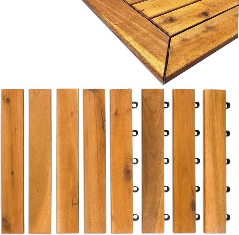 Edges for Interlocking Deck Tiles | Snap Collectively Edge for Wood Flooring | Flooring Decking Tile Edge – 12 x 12 Acacia Hardwood Outside Flooring Patio, Wood Flooring Balcony (Edge Straight 8 Pack)