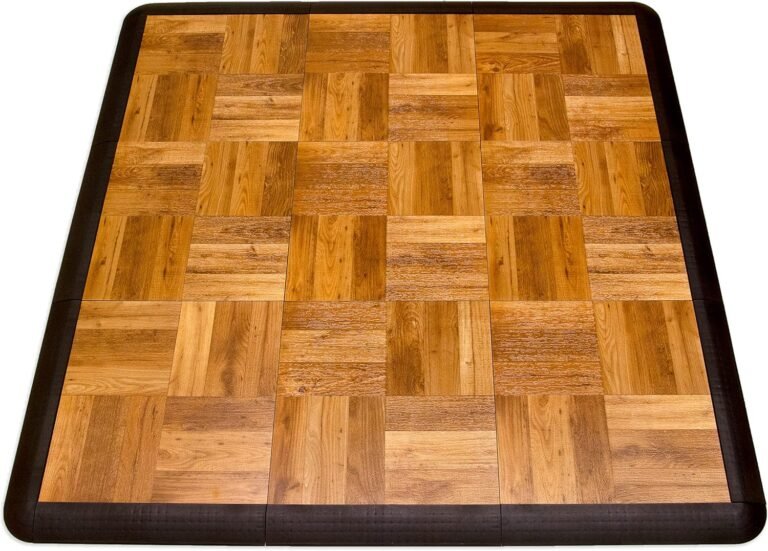 Large Flooring 3X3OAKFLOOR Interlocking Light-weight Plastic Modular Dance Ground Package (3′ x 3′), Oak, 21 Piece