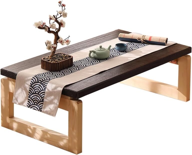 Japanese Folding Desk Transportable Low Picnic Desk Wood Tea Snack Breakfast Serving Desk Collapsible Small Espresso Tenting Ground Desk 27.6 * 18 * 12 inches