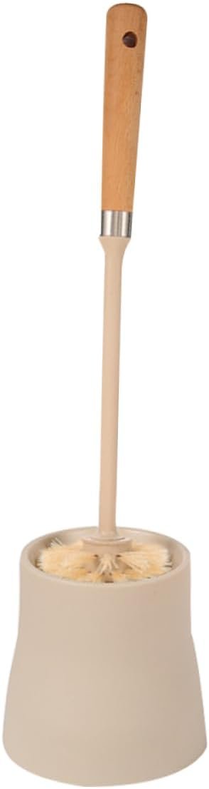 PRETYZOOM 1 Set Rest room Brush and Holder Lengthy Dealt with Lavatory Scrubber with Picket Deal with Ground for Bathrooms Lavatory Accent Set with Base