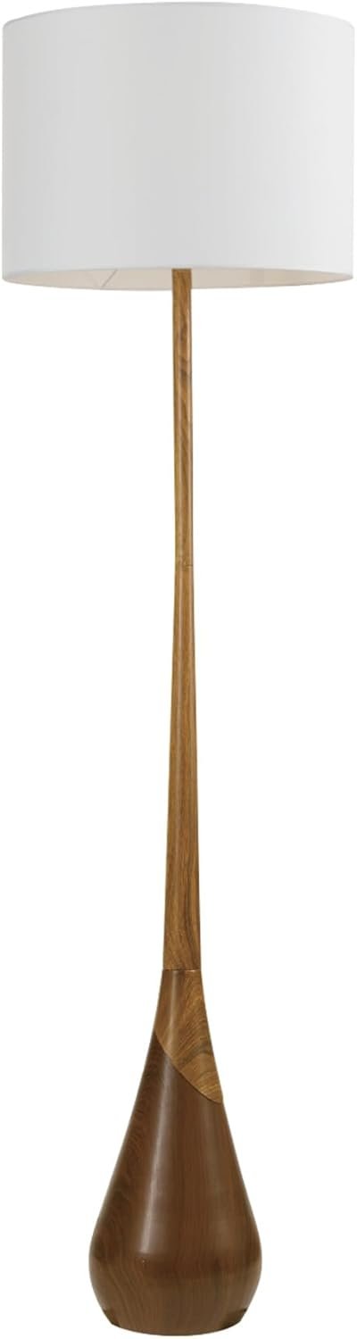 Globe Electrical Novogratz x Globe Harrington 65″ Ground Lamp, 2-Tone Fake Wooden Base, White Material Shade, Socket Rotary Change 67225