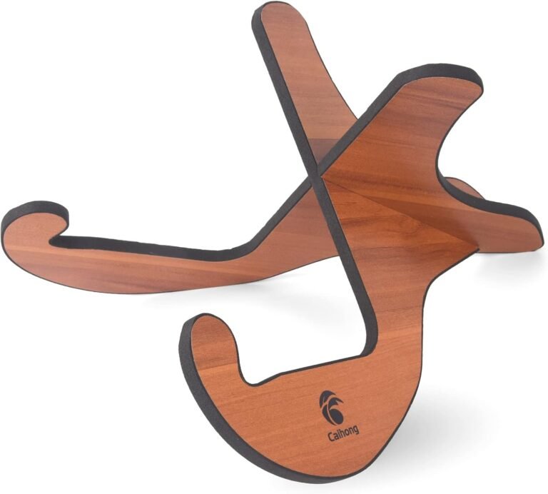 Guitar Stand Flooring Picket – Common Folding X-frame Removable Non-Slip Moveable Wooden Guitar Stand with Rubber Masking Edges for Acoustic Electrical Bass Guitars – Brown