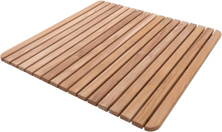 Nordic Fashion Premium Teak Bathe and Tub Mat for Indoor and Outside Use – Non-Slip Wood Platform for Spa, Sauna, Pool, Sizzling Tub – Flooring Decor and Protector (24″ x 24″, Pure End)