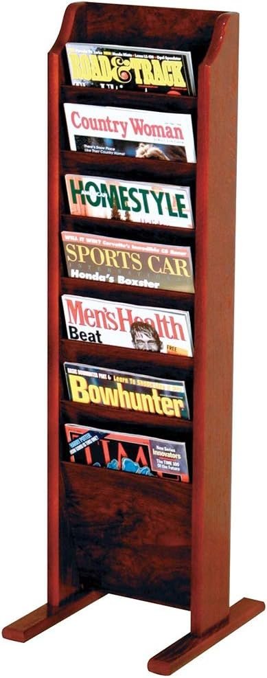 Wood Mallet 7-Pocket Cascade Free-Standing Journal Rack, Mahogany