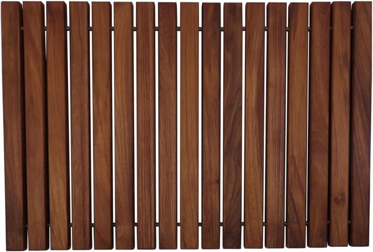 Nordic Teak 100% Stable Teak Wooden String Mat – Indoor and Out of doors Use – Non-Slip Picket Platform for Sauna, Pool, Sizzling Tub Flooring Decor and Protector (Oiled End, 23.62″ x 15.75″)