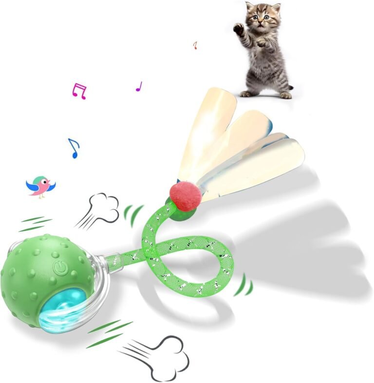 Cat Toys Ball Interactive Cat Toy for Indoor Cats 3 Modes Switching Quick Transferring on Wood Ground Birdsong and Movement Activated Cat Ball (Inexperienced)