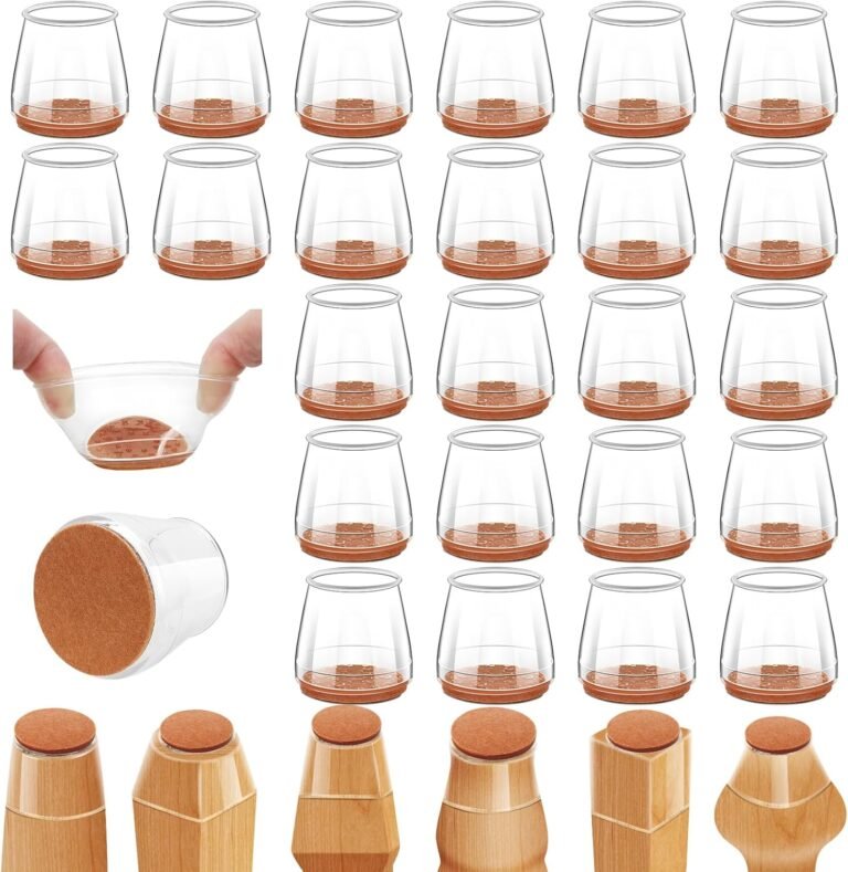 24Pcs Silicone Chair Leg Flooring Protectors, Felt Furnishings Pads for Hardwood Flooring, Rubber Chair Leg Protector for Hardwood Flooring, Chair Leg Caps Chair Leg Covers for Picket Flooring(Clear, XSmall)