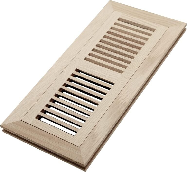 White Oak Ground Register 4×12 Inch (Duct Opening) with Metallic Damper Wood Flush Mount Ground Vent 3/4 Inch Thickness Unfinished