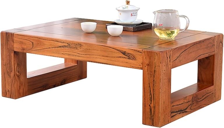Japanese Ground Desk, Classic Tea Desk, Heavy Wood Espresso Desk with Secure Desk Legs and Waterproof Floor, Stable Wooden Aspect Desk for Residing Room(50x40x25cm)