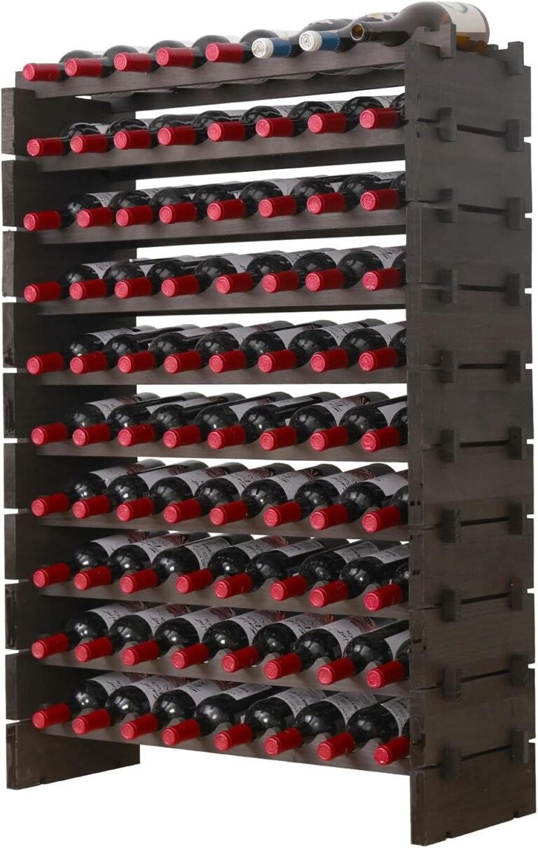 Wine Rack Cupboard Wood Freestanding for Ground Stackable Storage Wine Bottle Holder (80 Bottles, Grey