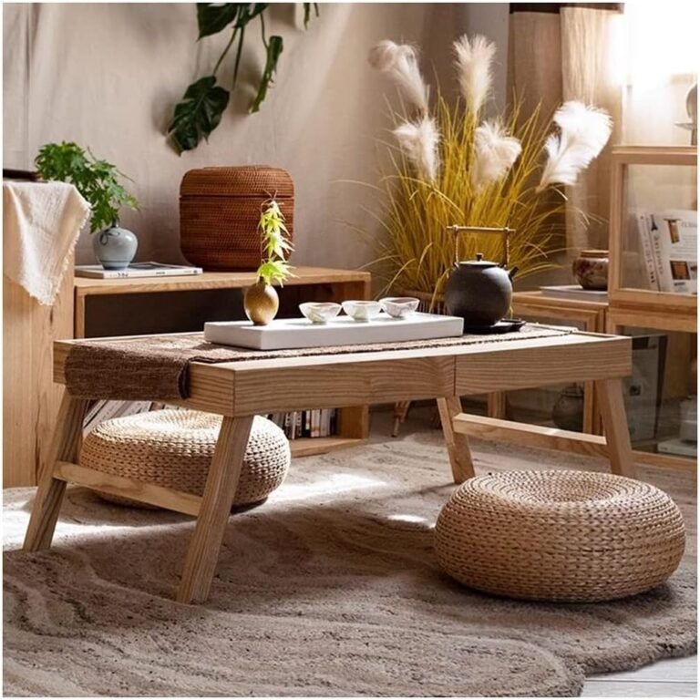 Japanese Ground Desk Picket Cocktail Desk Folding Espresso Middle Desk Tatami Desk Zen Tea Desk Small Tea Desk for Ground Sitting Residing Room Workplace
