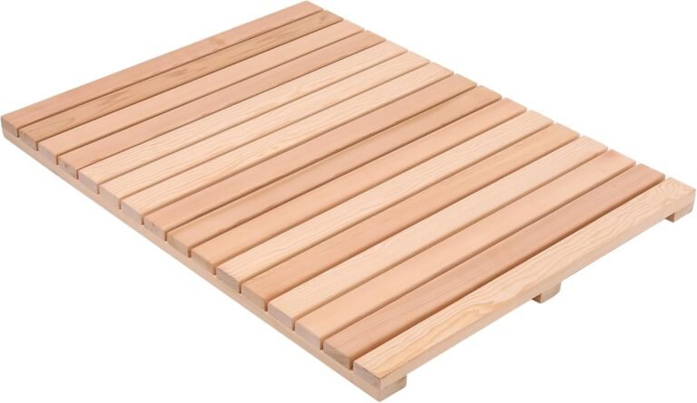 bingaai Cedar Wooden Bathe Mat, Cedar Picket Tub Mats, Wooden Tub Mat 31.5 × 23.6 in, Bathe Stall Mat Non-Slip for Lavatory Bathtub Spa Sauna Backyard House, Picket Ground Mat Giant for Indoor and Outside