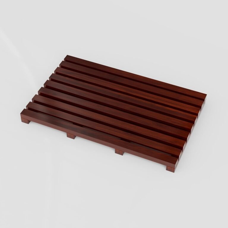 Luxurious Wooden Bathtub Mat – Non-Slip Waterproof Toilet Mat for Bathe, Sturdy Sturdy Flooring Mat with Fast-Dry Design, Indoor/Outside Use, Trendy Picket Toilet Carpet