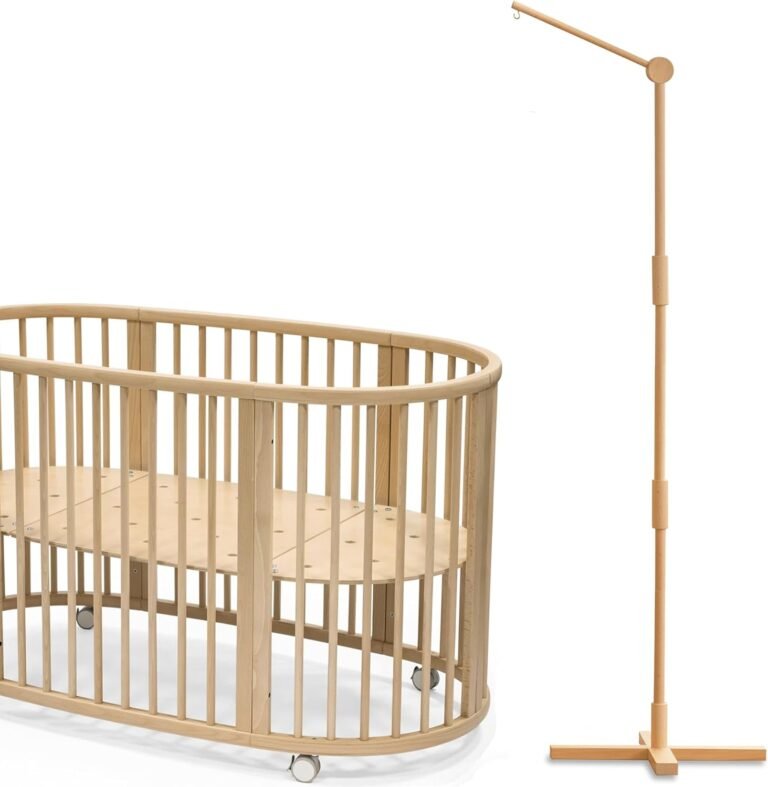 Crib Cell Arm Picket Floorstanding – 61 Inches Cell Arm for Crib|Movable Child Cell Hanger|Robust Anti-Dumping Attachment|100% Pure EU Beech Wooden|Thicker Picket Pole|Boho Nursery Decor