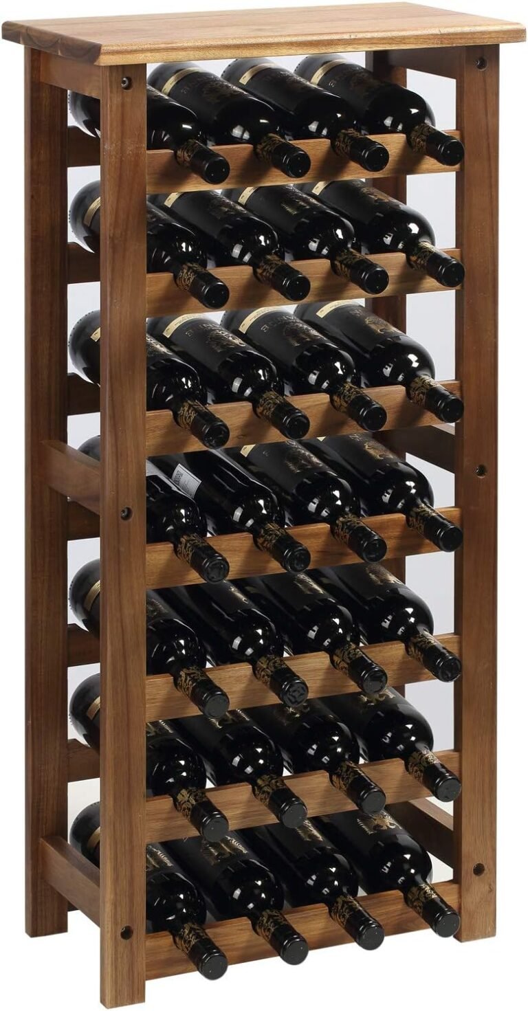 everous Wood Wine Rack, 7 Tire Ground Wine Storage Rack, 28 Bottles Holder, Free Standing Show Rack for Kitchen, Pantry, Cellar, Pure Free Standing Ground Wine Rack