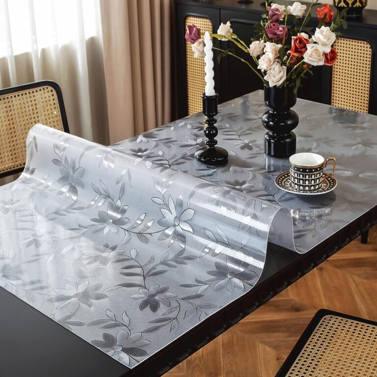 OstepDecor Floral Desk Protector 38 x 72 Inch 1.5mm Thick Plastic Desk Cowl Frosted Desk Protector for Eating Room Desk, PVC Desk Protector Mat Pad for Kitchen, Picket Desk & Hardwood Flooring