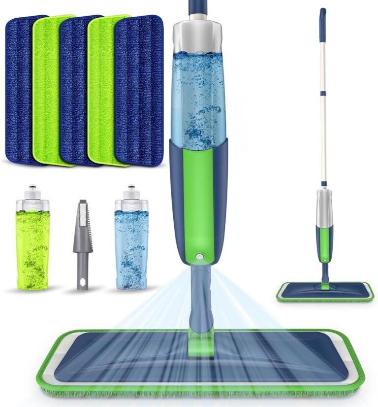 Moist Mops with 5X Washable Pads Spray Mops for Hardwood Ground Cleansing- MEXERRIS Wooden Ground Mops Mud Mops with 2X Bottles Business House Use for Hardwood Laminate Vinyl Tiles Wooden Ground Cleansing
