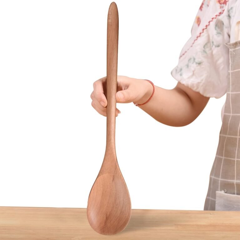 Huge Picket Spoon for Cooking, Massive Wooden Scoop Utensil, 17-inch Kitchen Serving Scoop for Huge Pot, Lengthy Deal with Large Heavy Meals Service Mixing Spoons, Clean End Snug Grip