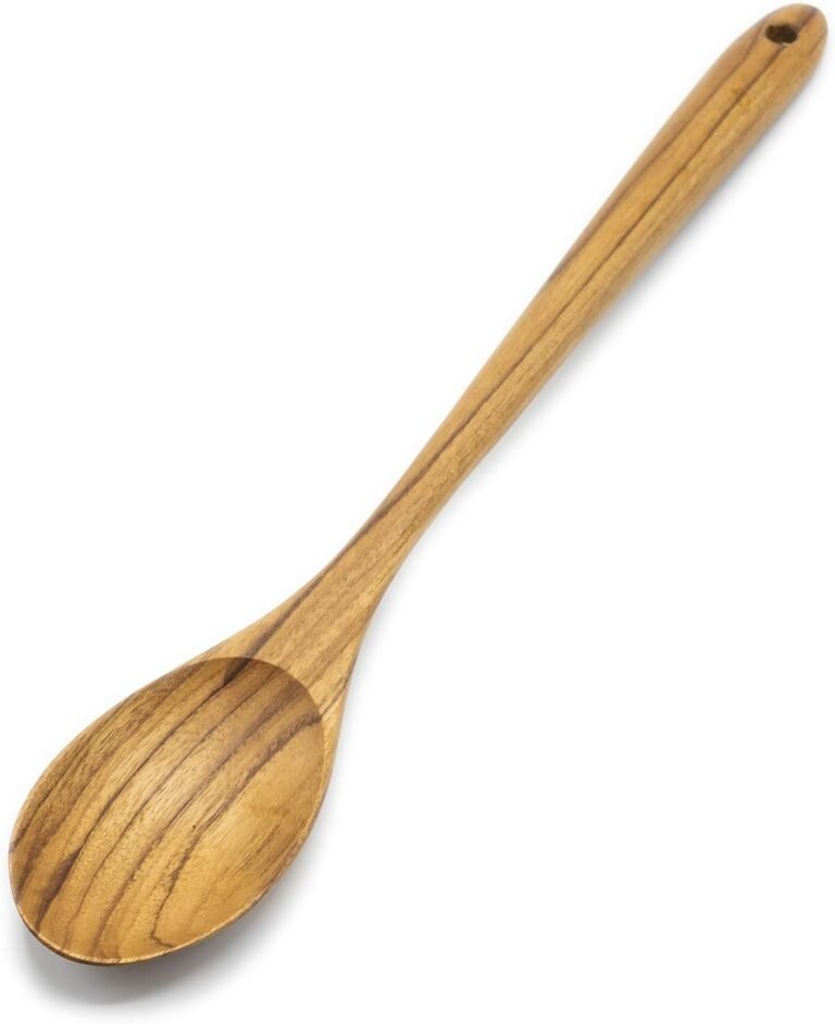 FAAY 13.5″ Teak Cooking Spoon, Wood Spoon, Mixing Spoon Handcraft from Teak | Wholesome and Excessive Moist Resistance for Non Stick Cookware