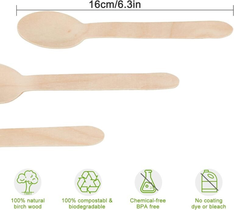 100 Pack Picket Spoons Disposable – 6.3 Inch Size Biodegradable Cutlery – Compostable Bamboo Spoon For Chocolate, Espresso, Taste, Ice Cream, Dessert, Events, Dinners, Catering Providers, Gatherings