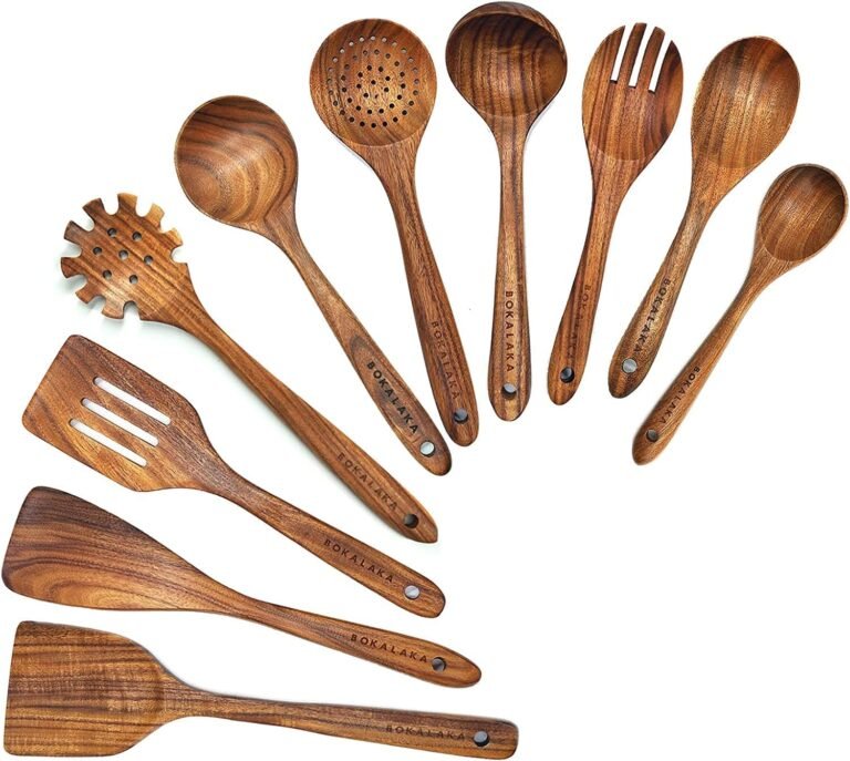 Picket Spoons for Cooking,10 Pcs Pure Teak Picket Kitchen Utensils Set Picket Utensils for Cooking Picket Cooking Utensils Picket Spatulas for Cooking