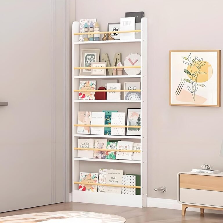 Picket E book Shelf, 3/4/5/6 Tier Behind The Door Bookshelf, Flooring Standing Bookcase, Children Bookshelf Wall Mounted, E book Cabinets for Bed room, Dwelling Room