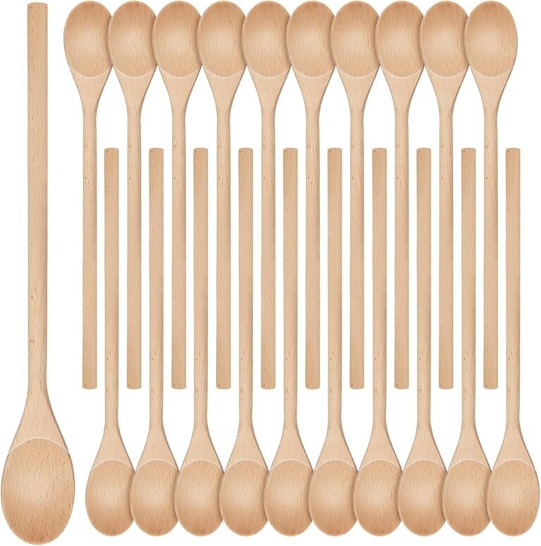 40 Items 12 Inch Wood Kitchen Spoons Lengthy Deal with Wood Cooking Mixing Oval Spoons Tasting Mixing Baking Serving Utensils Puppets