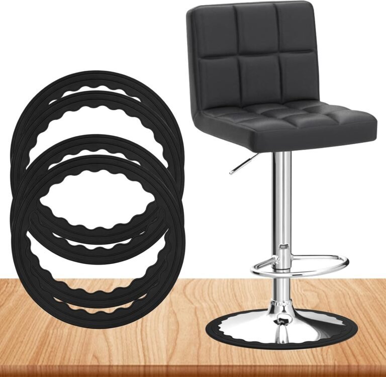 4 Pack Bar Stools Leg Protectors Ring, Non Slip Silicone Chair Leg Ground Protector, Pads Backside Shield Picket Ground No Scratches No Noise Anti-Slip, Stretchable Matches 16.5″ to 18.5″ Chair Base, Black