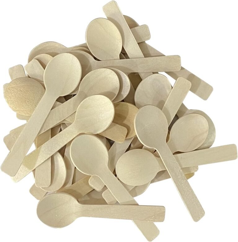 200pcs 4 inch Mini Wood Spoons, Biodegradable Compostable Birchwood, Meals Grade Disposable Spoons Disposable Wood Cutlery for Events, Weddings, Tenting.