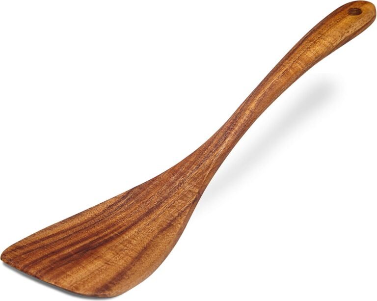 Wood Spatula Nonstick Turner Acacia Wooden, Proper Lengthy Deal with Flat Frying Spatulas Handmade for Kitchen Presents, Splendid Cookware Utensils for Cooking Eggs, Fish, Pancakes
