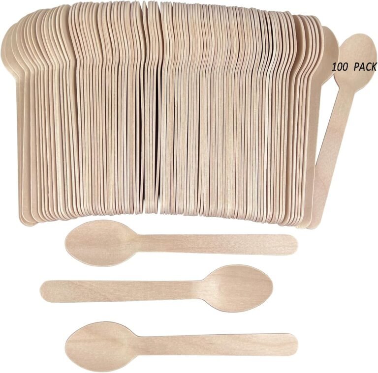100PCS Wood Spoons Disposable – 6.3 Inch Pure Bamboo Spoons, Compostable and Biodegradable, Ideally suited for Consuming, Crafts, Weddings, Picnics, BBQs, Birthdays and Out of doors Occasions