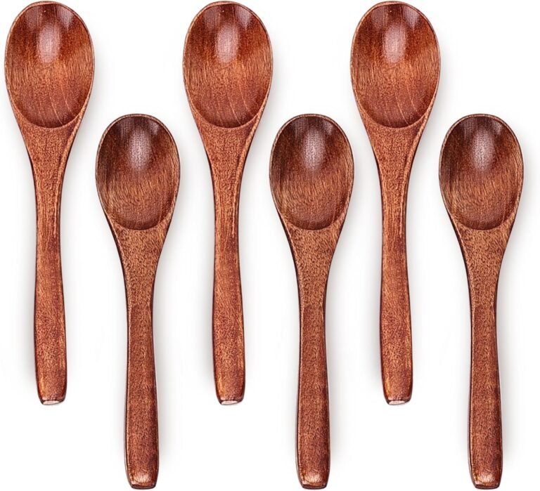 6in Wood Spoons, 6pcs Soup Spoons Set, Small Wood Utensils for Espresso, Tea, Jam, Sugar, Ice Cream and Tub Salts (6pcs 6in)