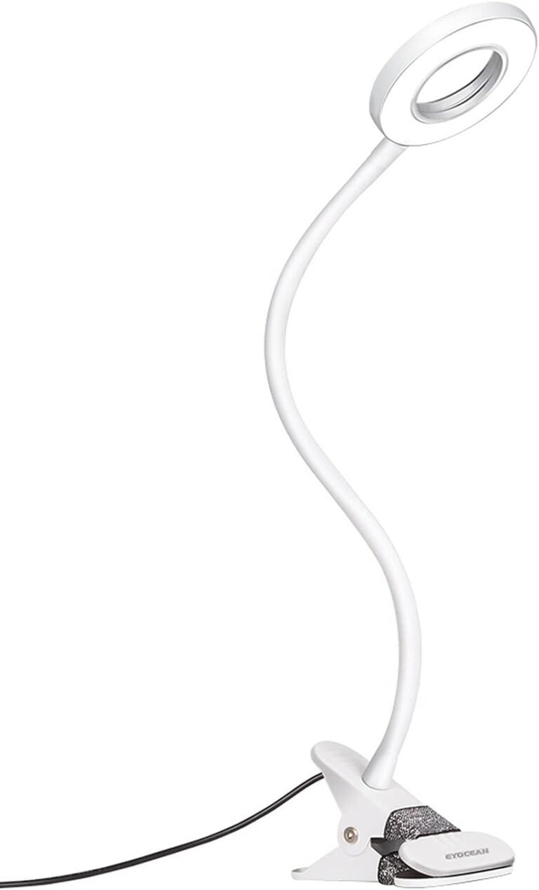 LED Studying Gentle, Dimmable Clamp Gentle for Mattress Headboard, Bed room, Workplace, 3 Modes & 9 Dimming Ranges, Versatile Clip Desk Lamp, Adapter Included (Mattewhite)