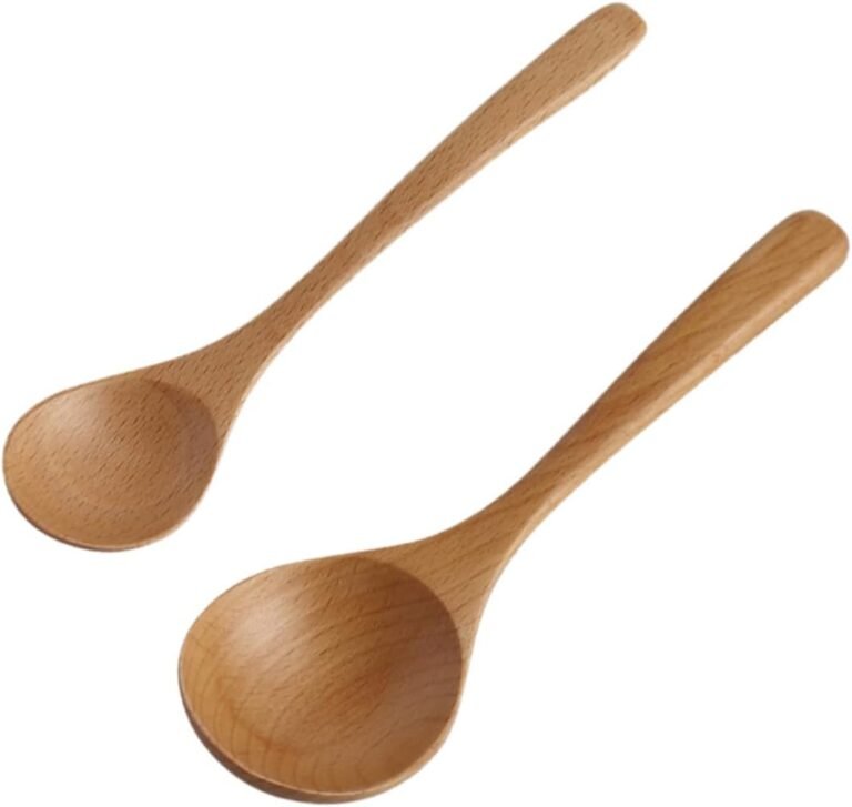 Conventional Fashion 2 Pack Picket Soup Spoons Sturdy for Residence Skilled Use Clean Deal with
